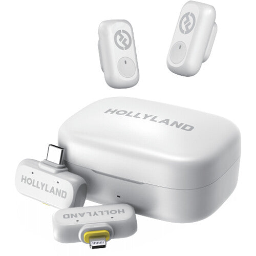 Hollyland LARK A1 Combo 2-Person Wireless Microphone System with USB-C and Lightning Connectors for Mobile Devices (Ivory White, 2.4 GHz) Hollyland LARK A1 Combo 2-Person Wireless Microphone System with USB-C and Lightning Connectors for Mobile Devices (Ivory White, 2.4 GHz)
